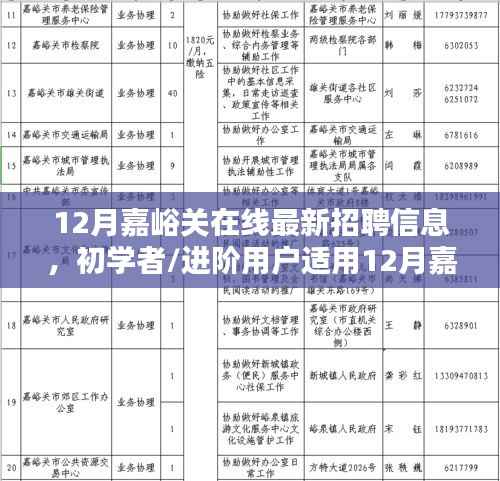 12月嘉峪关最新在线招聘信息大全,初学者与进阶用户的求职攻略