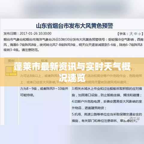 蓬莱市最新资讯与实时天气概况速览