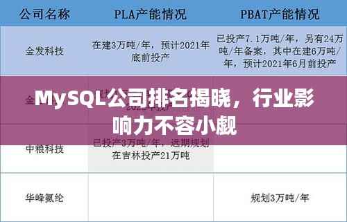 MySQL公司排名揭晓,行业影响力不容小觑